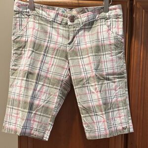 Roxy Pink and Green Plaid Women's Bermudas
